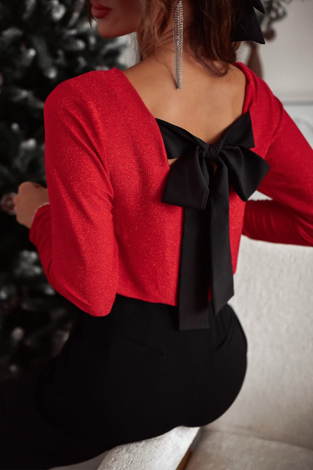 Racing Red open back bow Top