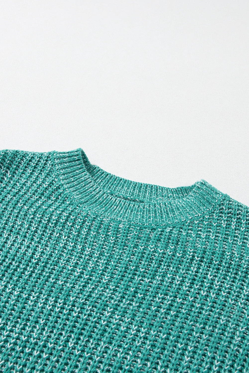 Sea Green Cable Knit Sleeve Drop Shoulder Sweater