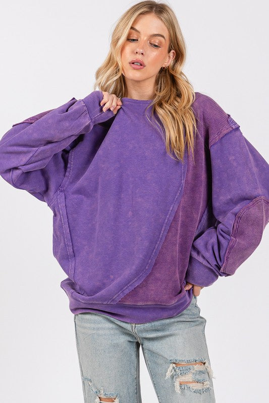 Vintage purple mineral wash patch top