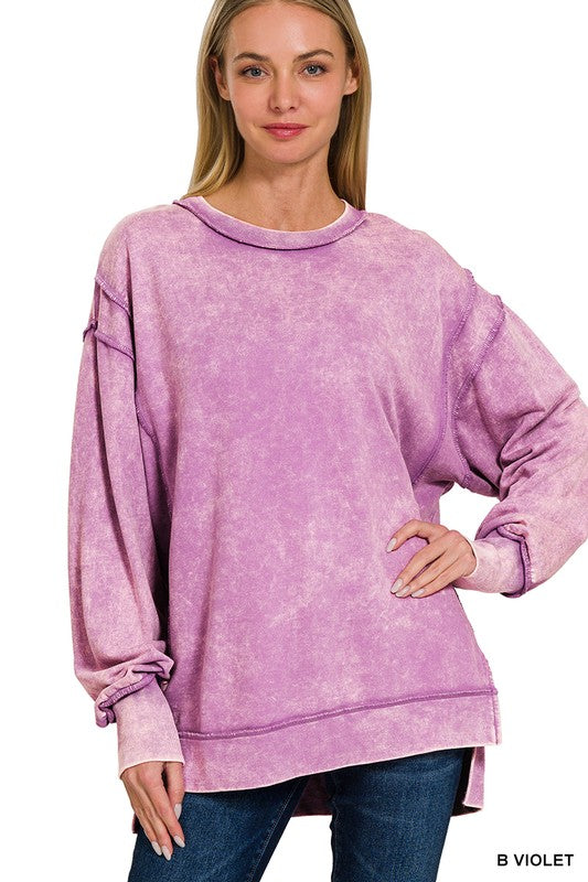 B Violet Acid Wash Sweatshirt