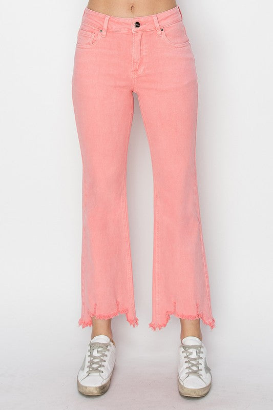 Flaming Mid Rise Straight Step Hem Pants