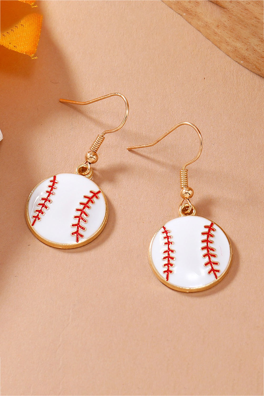 Gold Alloy Baseball Earrings