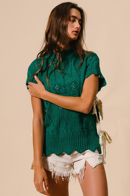 Jade Side Tie Vest Sweater