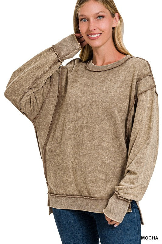 Mocha Acid Wash Sweatshirt