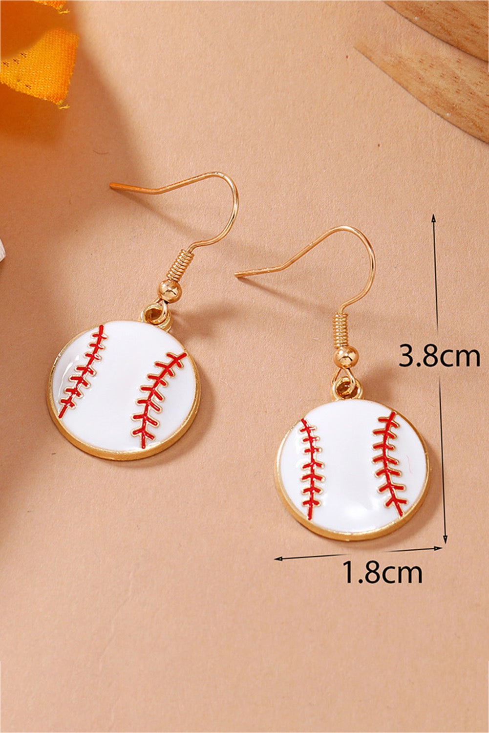 Gold Alloy Baseball Earrings