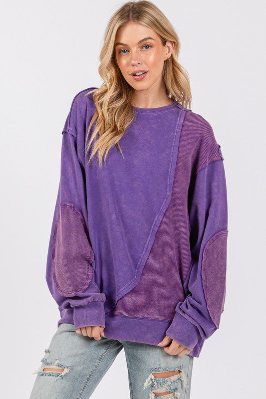 Vintage purple mineral wash patch top