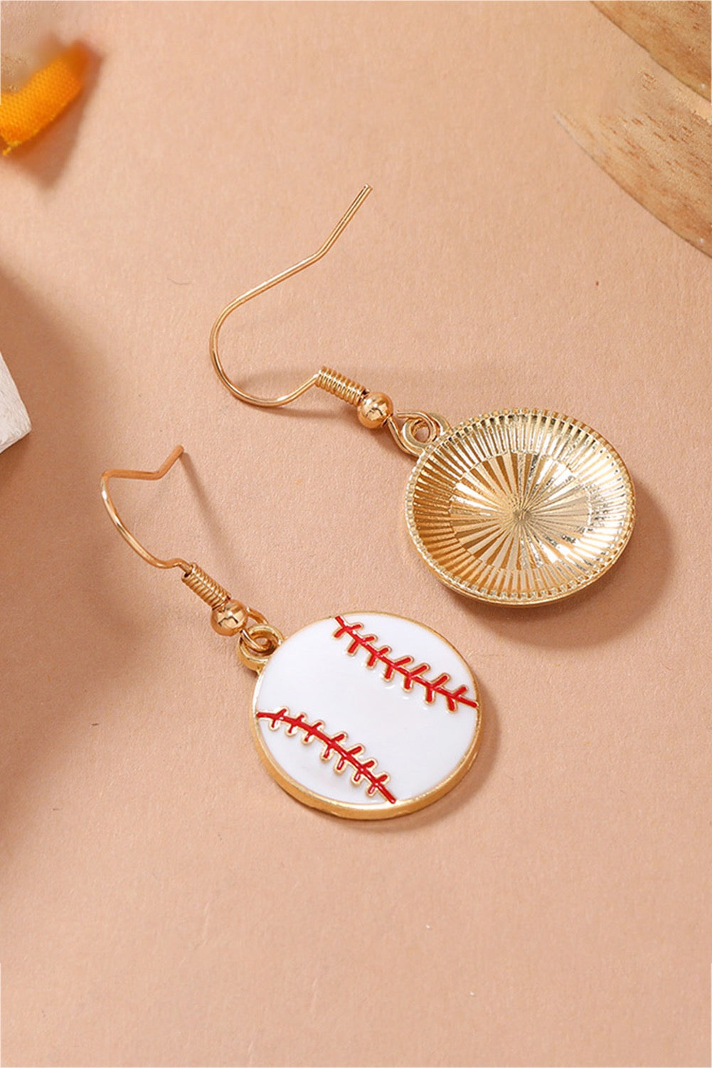 Gold Alloy Baseball Earrings