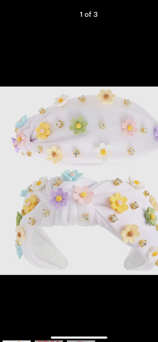 Multicolor Acrylic Floral Beaded Jeweled Headband