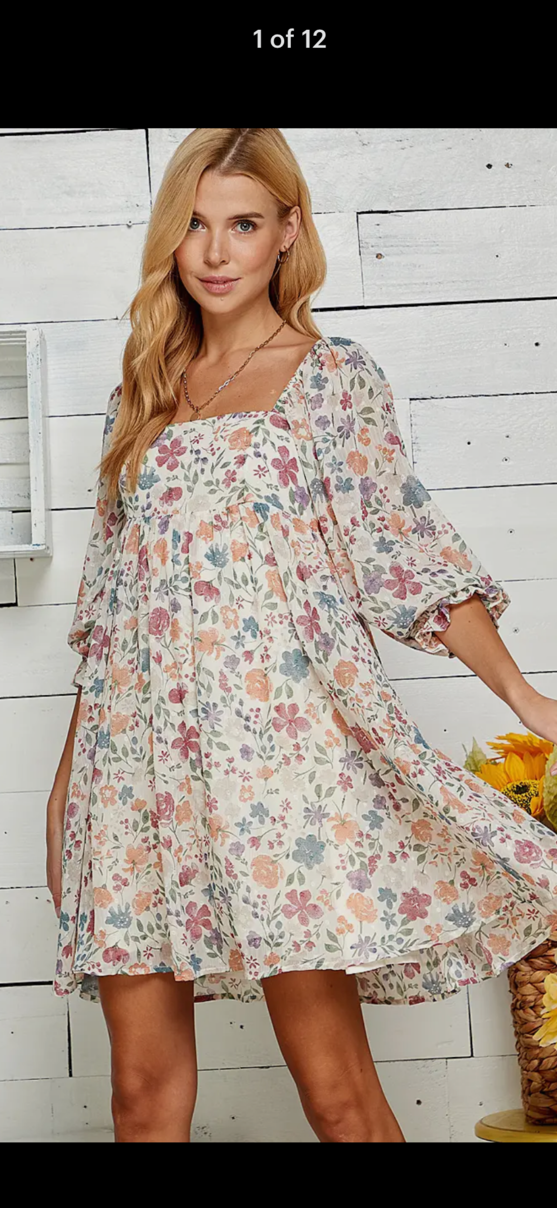 Multi Color Floral Print Babydoll Dress