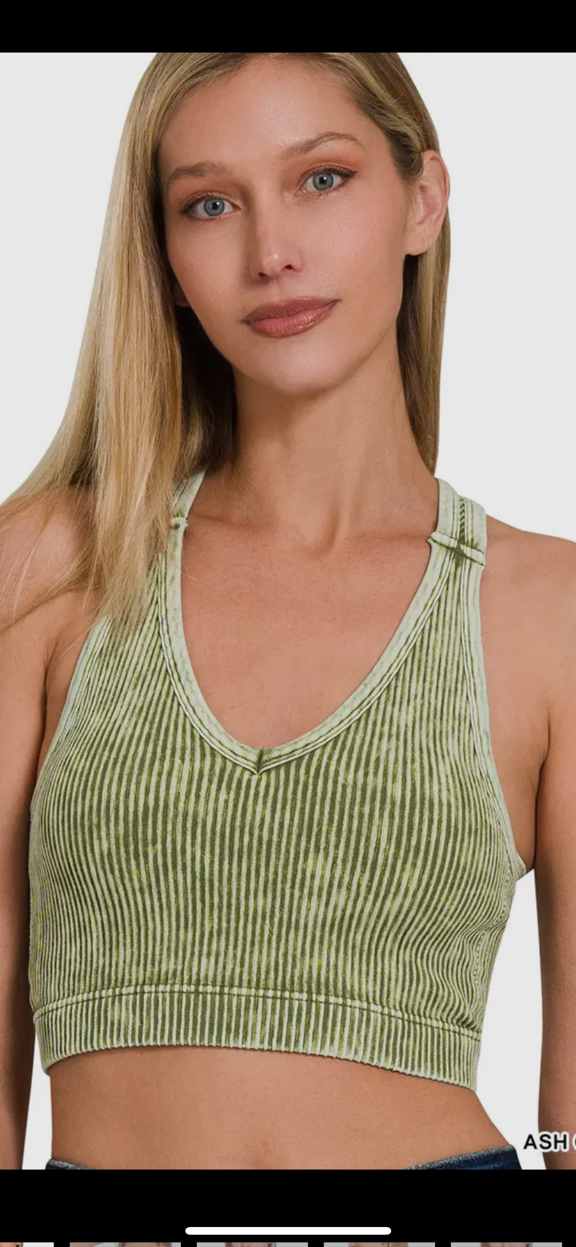 Stone Washed Ribbed Racer back Tank Top