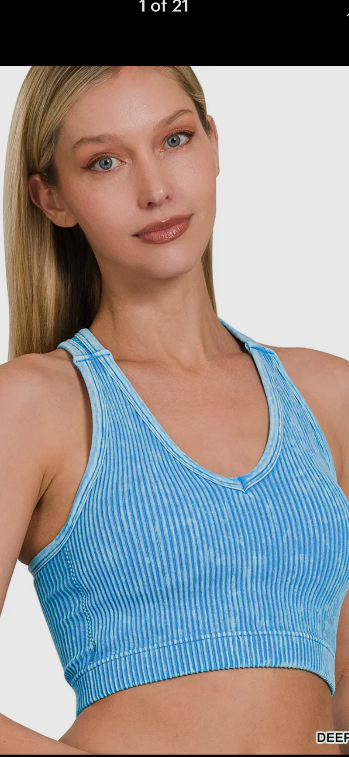 Stone Washed Ribbed Racer back Tank Top