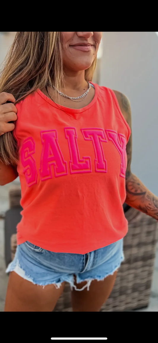 Salty Puff Neon Red Orange Graphic Tank