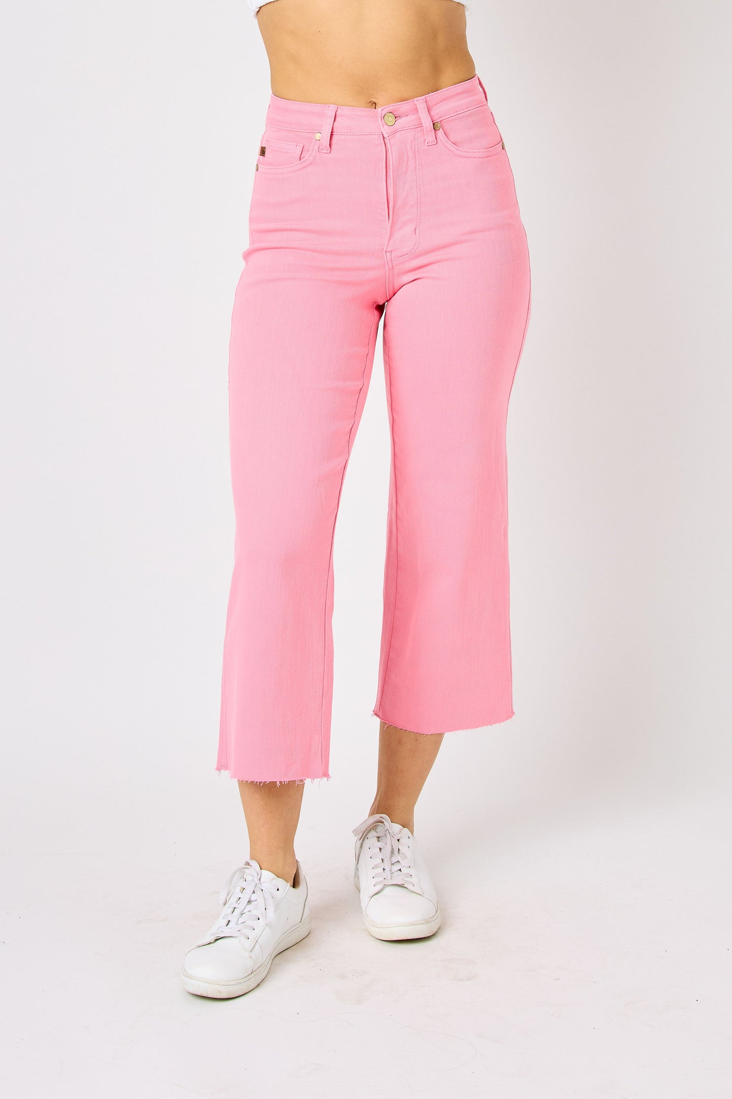 PLUS Judy Blue Tummy Control Cropped Wide Leg Jeans