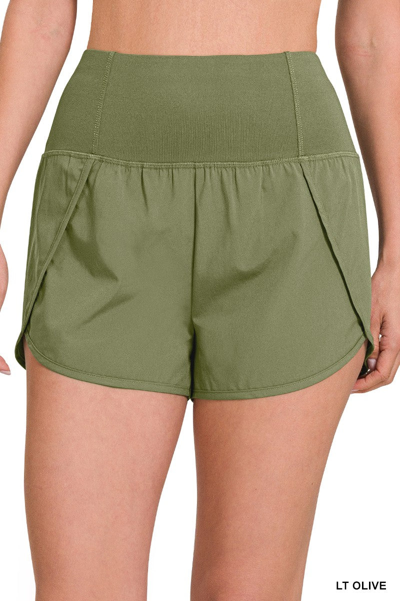 Lt Olive High waisted Zippered back pocket