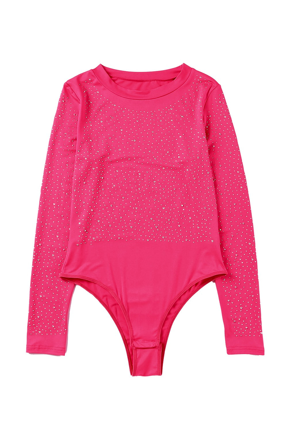 Rose Rhinestone O neck long sleeve body suit