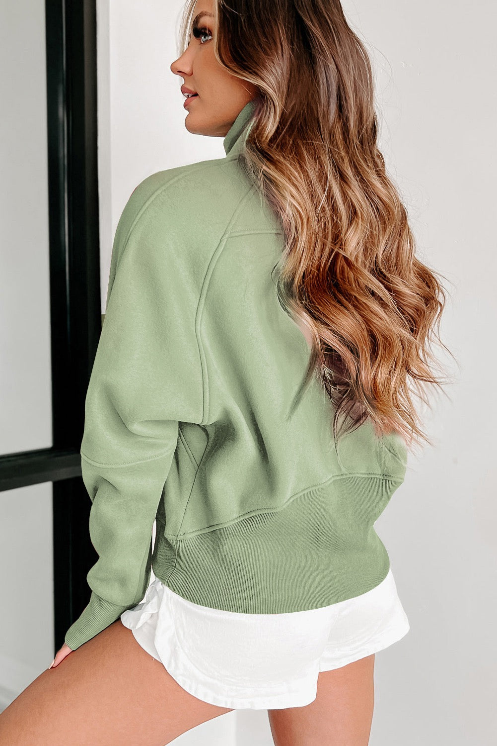 Smoke green fleece Lined Zip up