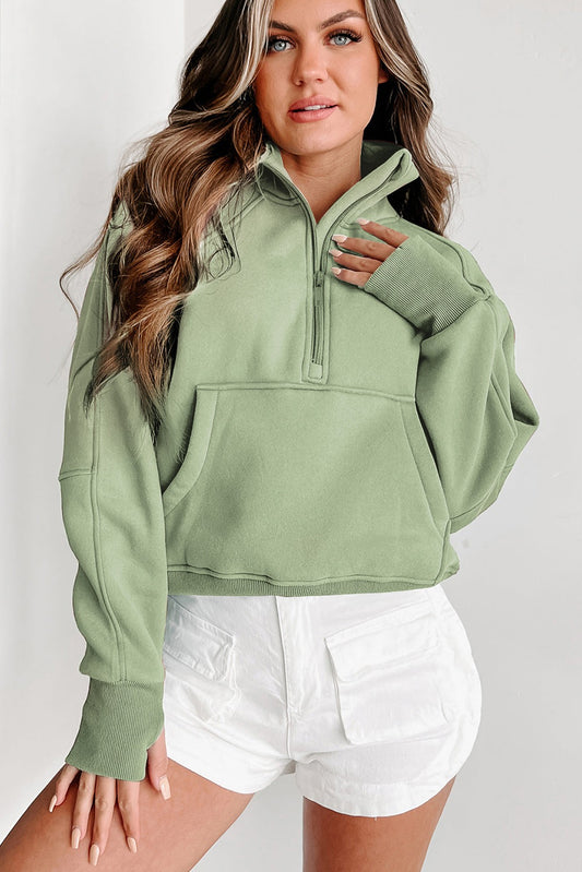 Smoke green fleece Lined Zip up