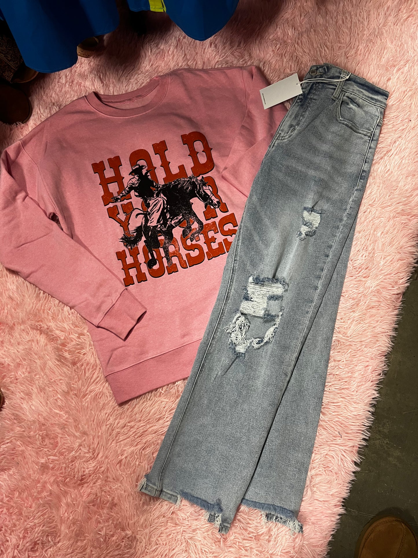 Pink Hold Your Horses Sweatshirt