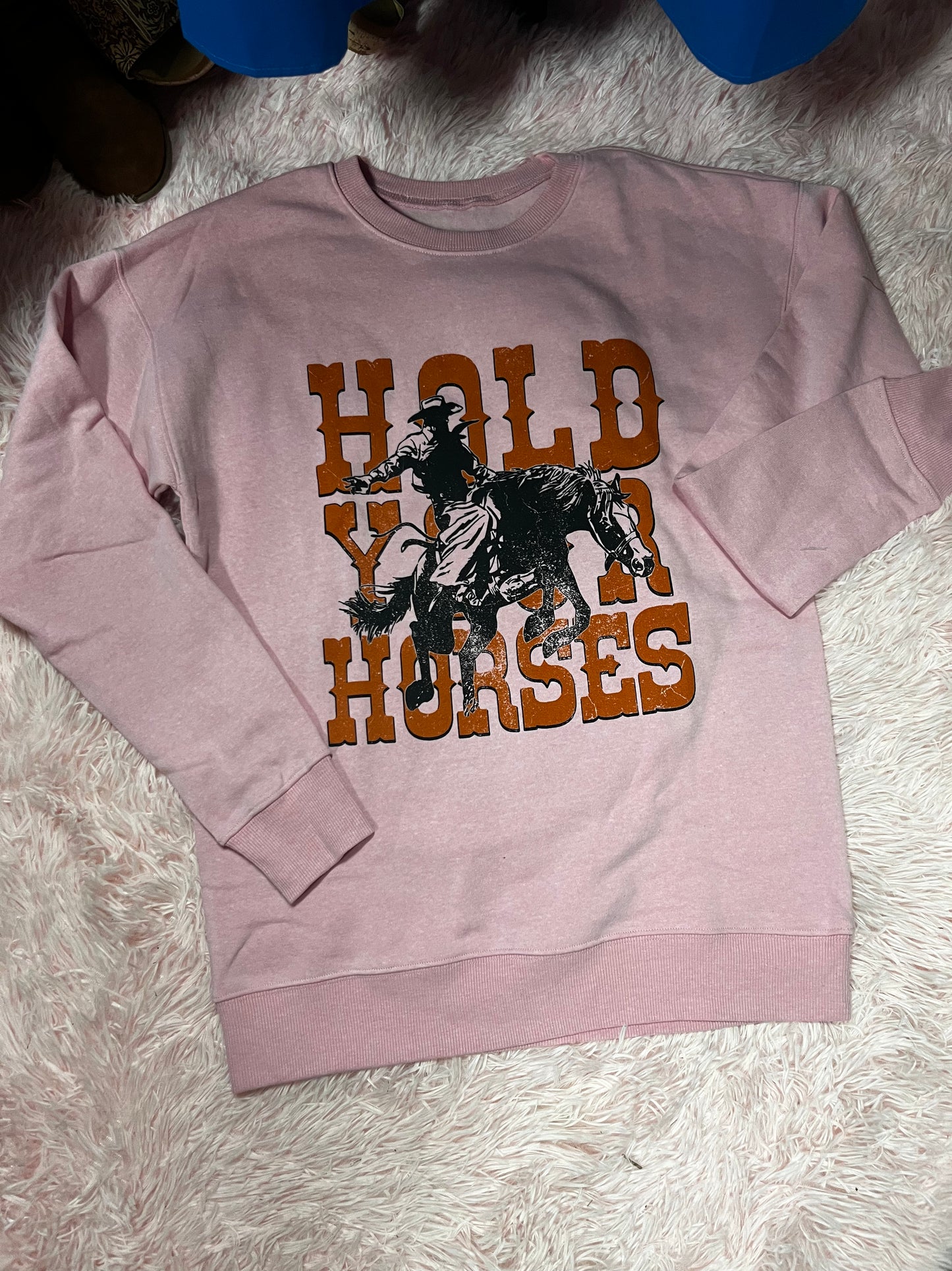 Pink Hold Your Horses Sweatshirt