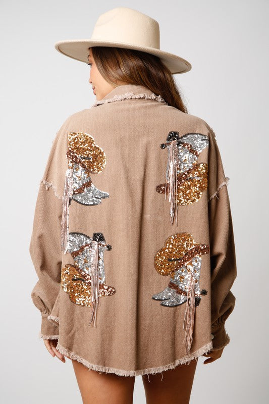 Western Sequin Boot Corduroy Jacket